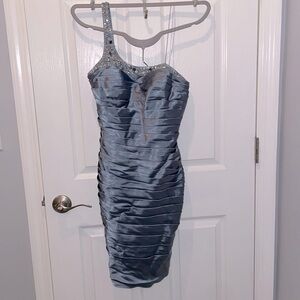 Beaded grey-blue dress sz 6P